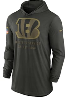 Nike Cincinnati Bengals Mens Green Salute to Service Long Sleeve Lightweight Hoodie