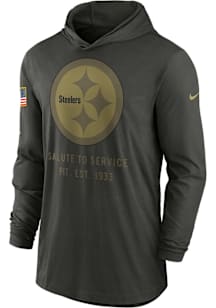 Nike Pittsburgh Steelers Mens Green Salute to Service Long Sleeve Lightweight Hoodie