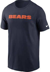 Nike Chicago Bears Navy Blue Wordmark Essentials Short Sleeve T Shirt