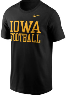 Iowa Hawkeyes Black Nike Stacked Football Short Sleeve T Shirt