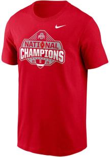 Ohio State Buckeyes Red Nike 2024 National Champions Official Logo Short Sleeve T Shirt