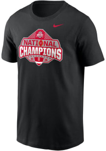 Ohio State Buckeyes Black Nike 2024 National Champions Official Logo Short Sleeve T Shirt