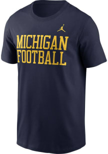Michigan Wolverines Navy Blue Nike Stacked Football Short Sleeve T Shirt