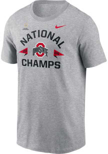 Ohio State Buckeyes Grey Nike 2024 Football National Champions Short Sleeve T Shirt