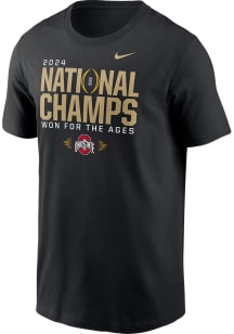 Ohio State Buckeyes Black Nike 2024 Football National Champions Locker Room Short Sleeve T Shirt