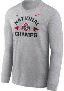 Mens Ohio State Buckeyes Grey Nike 2024 Football National Champions Tee