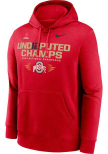 Mens Ohio State Buckeyes Red Nike 2024 Football National Champions Hooded Sweatshirt