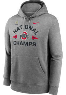 Mens Ohio State Buckeyes Grey Nike 2024 Football National Champions Hooded Sweatshirt