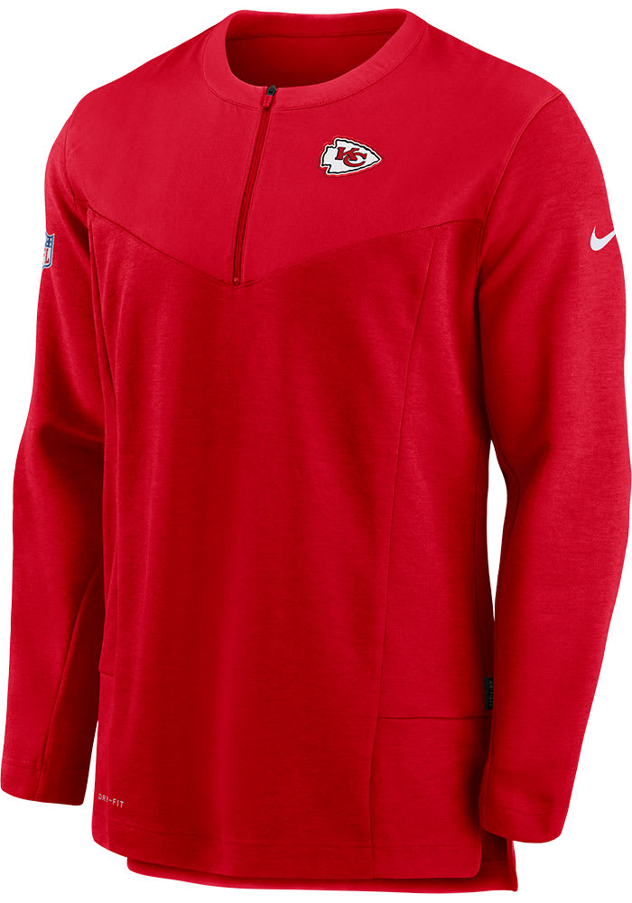 Nike Kansas City Chiefs Mens Red Dry Top UV HZ Long Sleeve 1/4 Zip Pullover