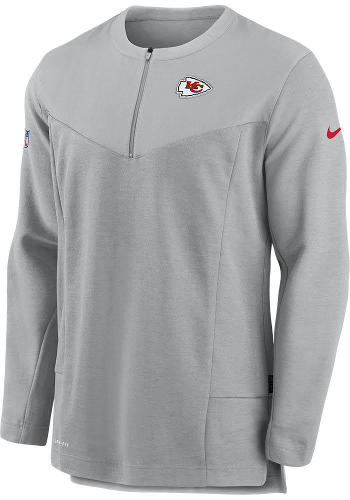 Nike Kansas City Chiefs Mens Grey Dry Top UV HZ Long Sleeve 1/4 Zip Pullover