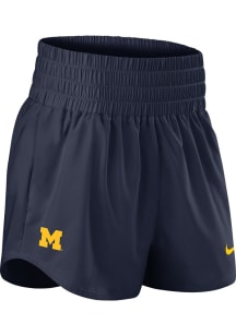 Womens Michigan Wolverines Blue Nike High Rise Shorts