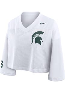 Womens Michigan State Spartans White Nike Crop Jersey Fashion Football