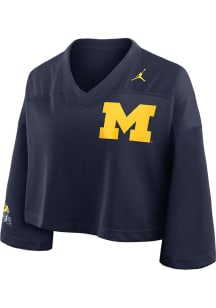 Womens Michigan Wolverines Blue Nike Crop Jersey Fashion Football