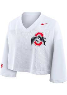 Womens Ohio State Buckeyes White Nike Crop Jersey Fashion Football