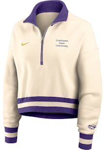 Nike LSU Tigers Womens Ivory Phoenix Crop Qtr Zip