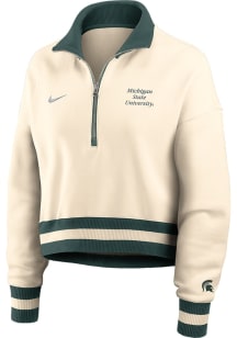 Womens Michigan State Spartans Ivory Nike Phoenix Crop Qtr Zip