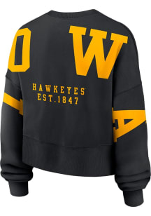 Womens Iowa Hawkeyes Black Nike Phoenix Crew Sweatshirt