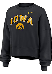 Womens Iowa Hawkeyes Black Nike Phoenix Crew Sweatshirt