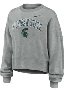 Womens Michigan State Spartans Grey Nike Phoenix Crew Sweatshirt