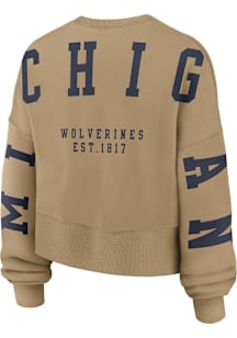 Nike Michigan Wolverines Womens Tan Phoenix Crew Sweatshirt