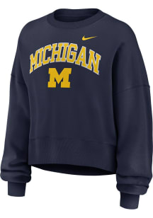 Womens Michigan Wolverines Blue Nike Phoenix Crew Sweatshirt