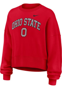 Womens Ohio State Buckeyes Red Nike Phoenix Crew Sweatshirt