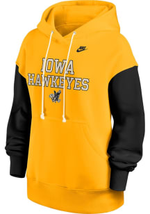 Womens Iowa Hawkeyes Yellow Nike Colorblock Phoenix Hooded Sweatshirt
