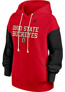 Nike Ohio State Buckeyes Womens Red Colorblock Phoenix Hooded Sweatshirt