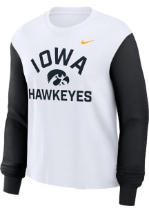 Womens Iowa Hawkeyes White Nike Colorblock Boxy LS Tee