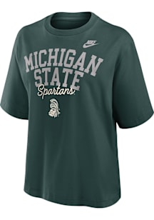 Nike Michigan State Spartans Womens Green Boxy Short Sleeve T-Shirt
