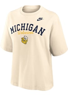 Nike Michigan Wolverines Womens Ivory Boxy Short Sleeve T-Shirt