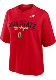 Nike Ohio State Buckeyes Womens Red Boxy Short Sleeve T-Shirt