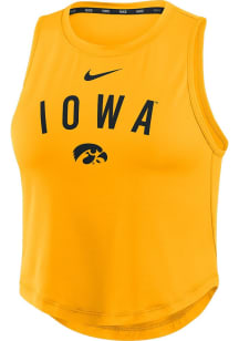Womens Iowa Hawkeyes Yellow Nike Crop Tank Top