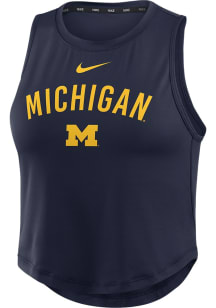 Womens Michigan Wolverines Blue Nike Crop Tank Top