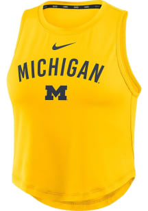 Womens Michigan Wolverines Yellow Nike Crop Tank Top