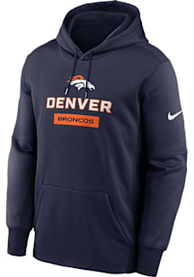 Nike Denver Broncos Mens Navy Blue Therma Hood
