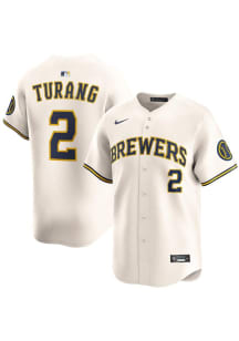Brice Turang Nike Milwaukee Brewers Mens Ivory Home Limited Baseball Jersey