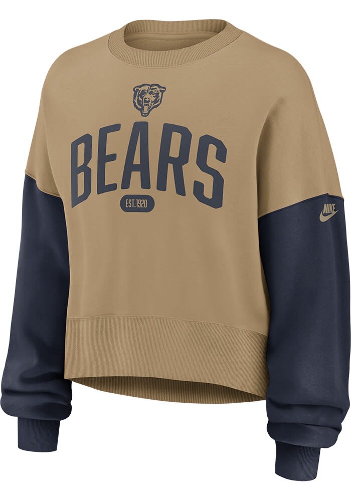Chicago Bears Nike Crew Sweatshirt Womens TAN Rewind Long