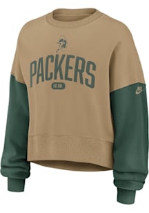 Nike Green Bay Packers Womens Tan Rewind Crew Sweatshirt