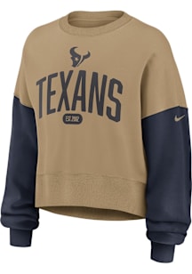 Nike Houston Texans Womens Tan Rewind Crew Sweatshirt