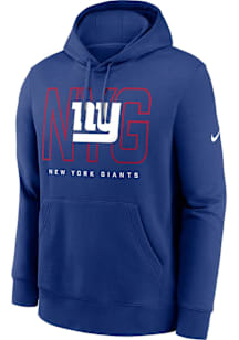 Nike New York Giants Mens Blue Club Long Sleeve Hoodie