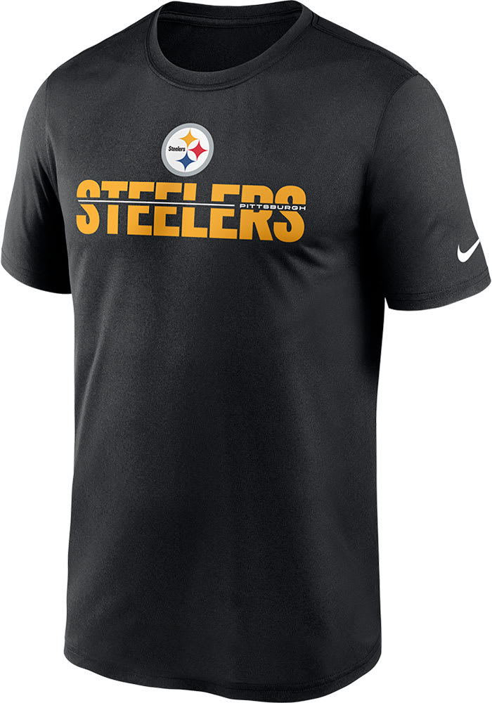 Nike Pittsburgh Steelers Black Microtype Legend Short Sleeve T Shirt