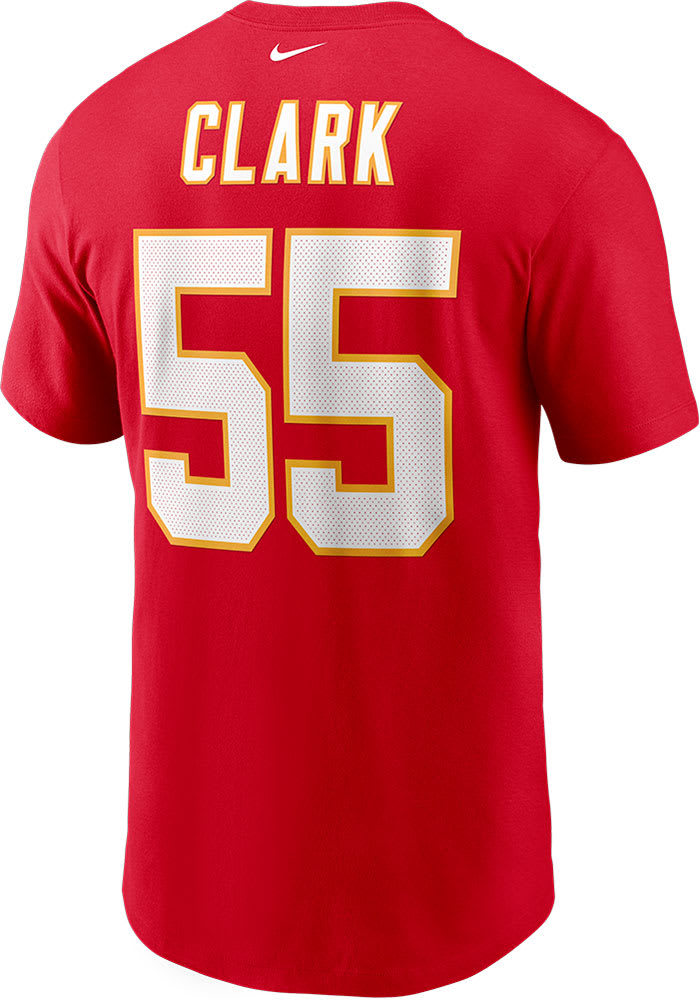 Kansas City Chiefs No55 Frank Clark White Men's Nike Team Logo Dual Overlap Limited Jersey