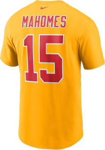 Patrick Mahomes Kansas City Chiefs Gold Name And Number Short Sleeve Player T Shirt