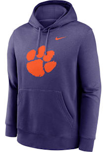 Nike Clemson Tigers Mens Purple Club Fleece Primary Logo Long Sleeve Hoodie