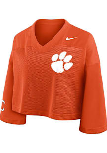Clemson Tigers Womens Nike Crop Fashion Football Jersey - Orange