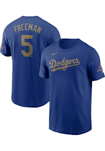 Freddie Freeman Los Angeles Dodgers Blue 2024 World Series Champions Short Sleeve Player T Shirt