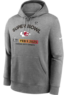 Nike Kansas City Chiefs Mens Grey 2024 Super Bowl Participant Design Hood