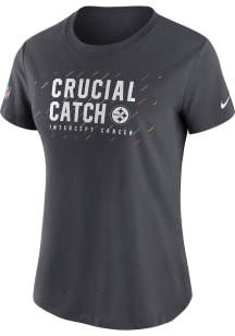 Nike Pittsburgh Steelers Womens Charcoal Crucial Catch Short Sleeve T-Shirt