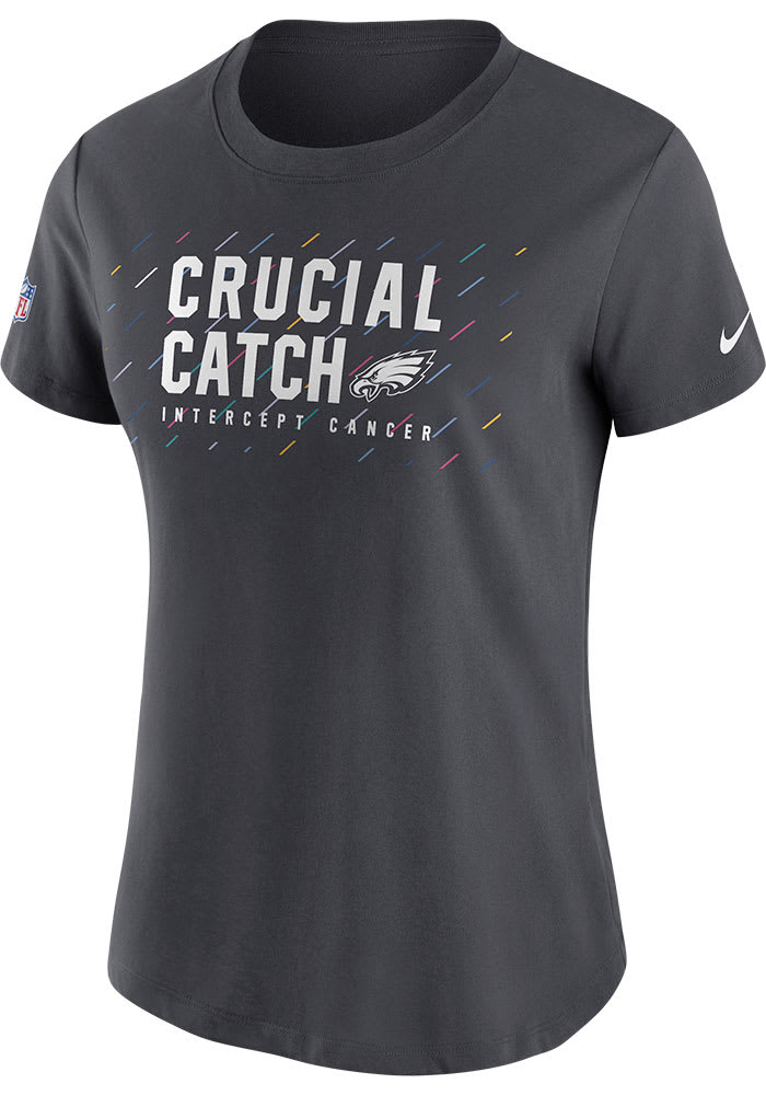 Nike Philadelphia Eagles Womens Charcoal Crucial Catch Short Sleeve T-Shirt